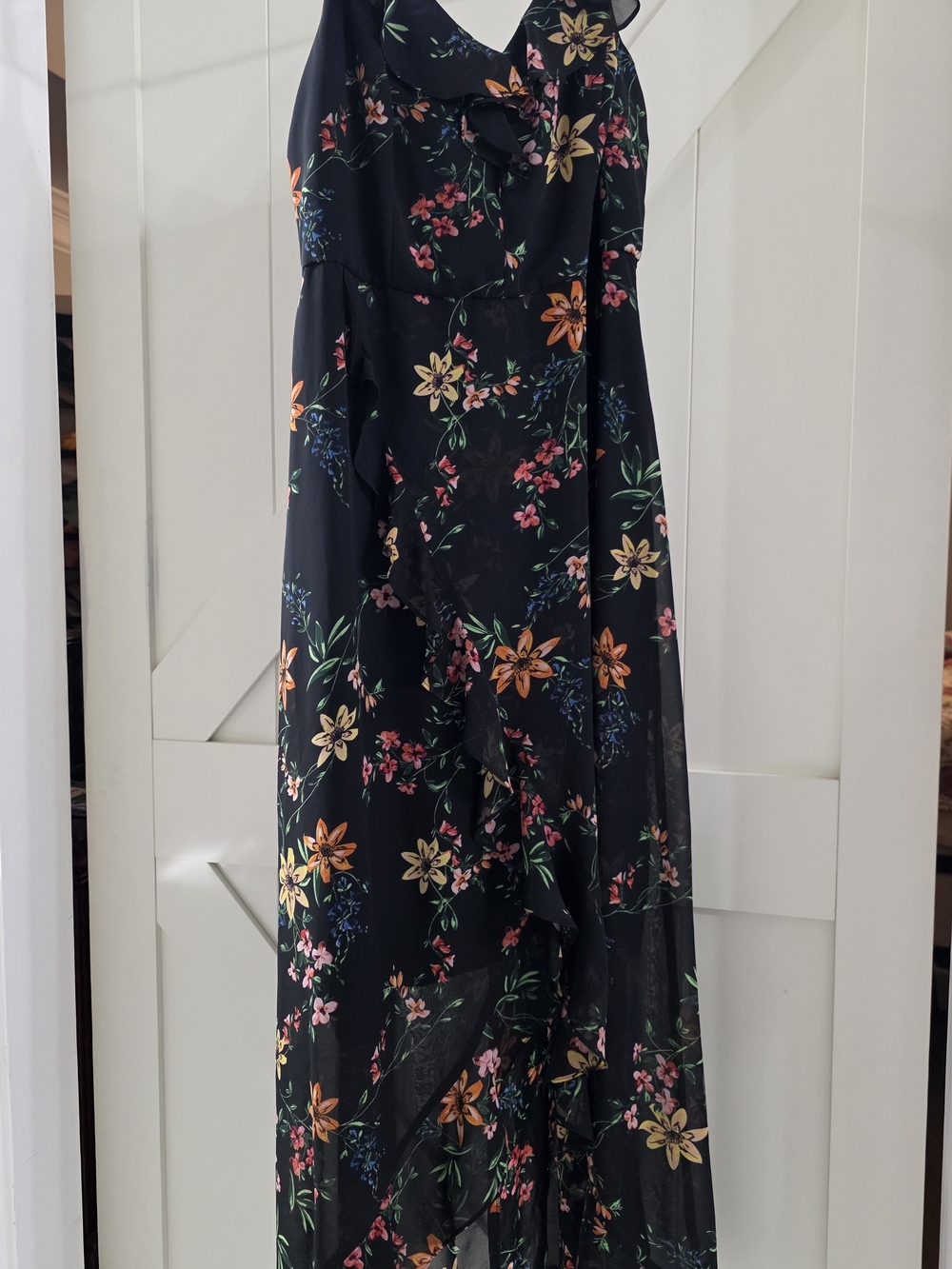 Kensie Black Dress with Subtle Green Print
